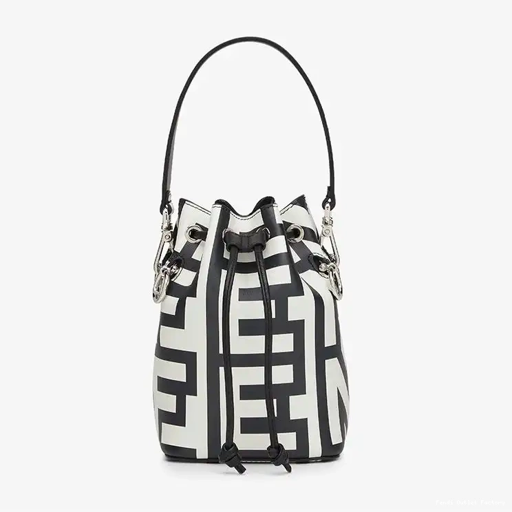 Vintage HOT Bucket Tresor Fendi Capsule White Leather Bag Black Mon In Roma Fendi Mini 0529
